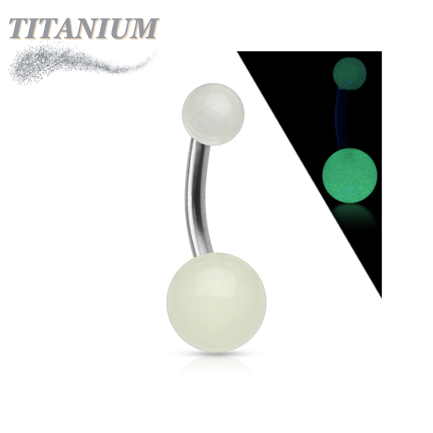 Titanium Externally Threaded Glow in the Dark Belly Banana
