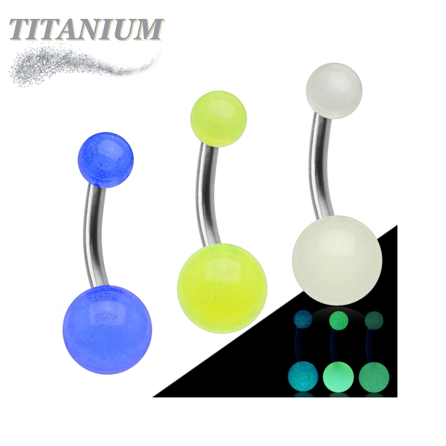 Titanium Externally Threaded Glow in the Dark Belly Banana