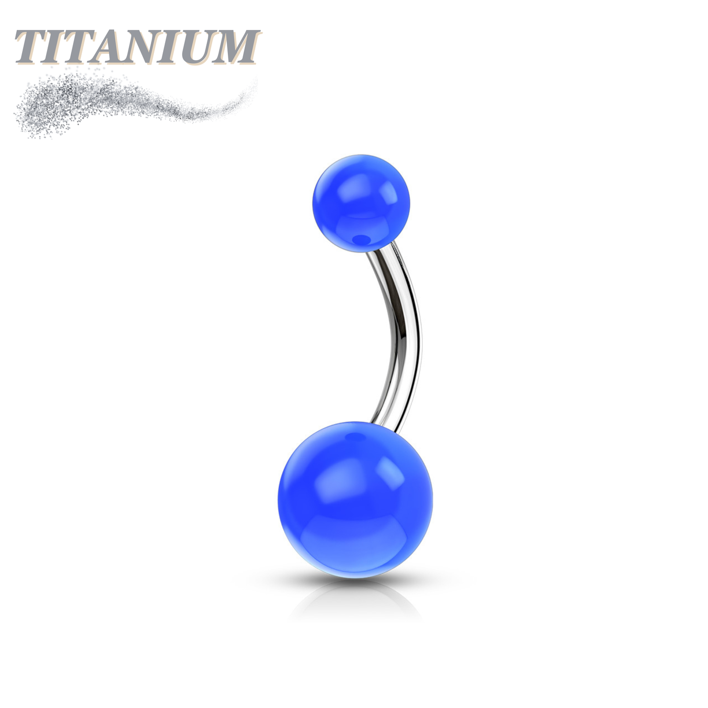Titanium Externally Threaded Belly Banana with Acrylic Solid Colored Balls