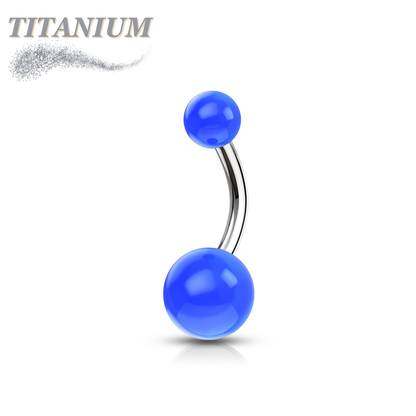 Titanium Externally Threaded Belly Banana with Acrylic Solid Colored Balls