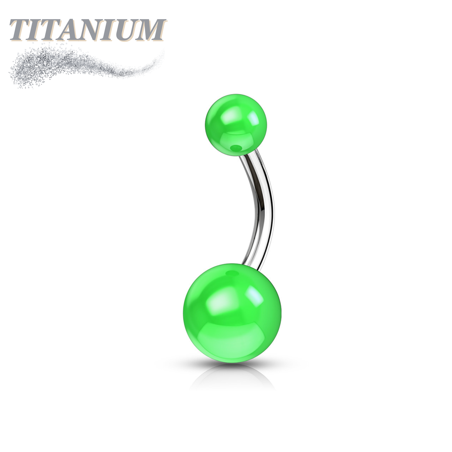 Titanium Externally Threaded Belly Banana with Acrylic Solid Colored Balls