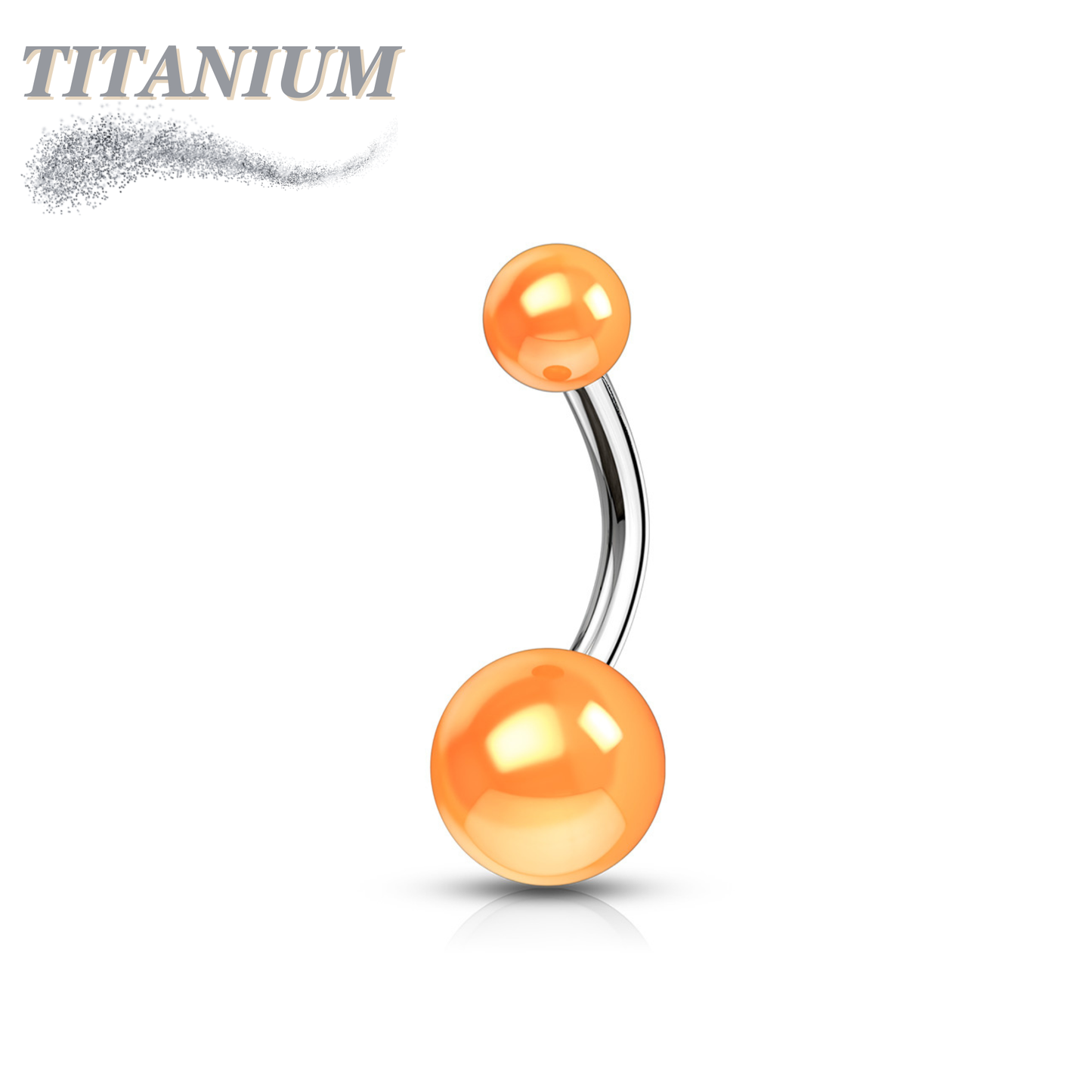 Titanium Externally Threaded Belly Banana with Acrylic Solid Colored Balls