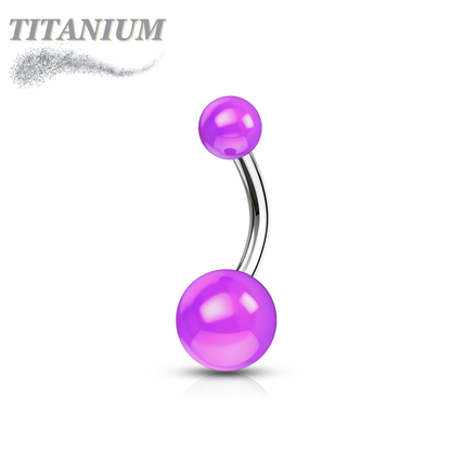 Titanium Externally Threaded Belly Banana with Acrylic Solid Colored Balls