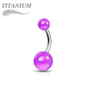 Titanium Externally Threaded Belly Banana with Acrylic Solid Colored Balls