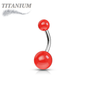 Titanium Externally Threaded Belly Banana with Acrylic Solid Colored Balls