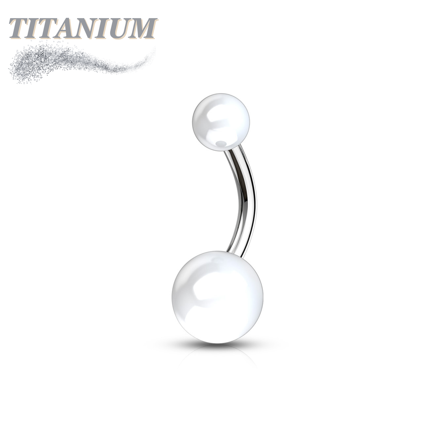 Titanium Externally Threaded Belly Banana with Acrylic Solid Colored Balls