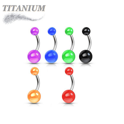Titanium Externally Threaded Belly Banana with Acrylic Solid Colored Balls