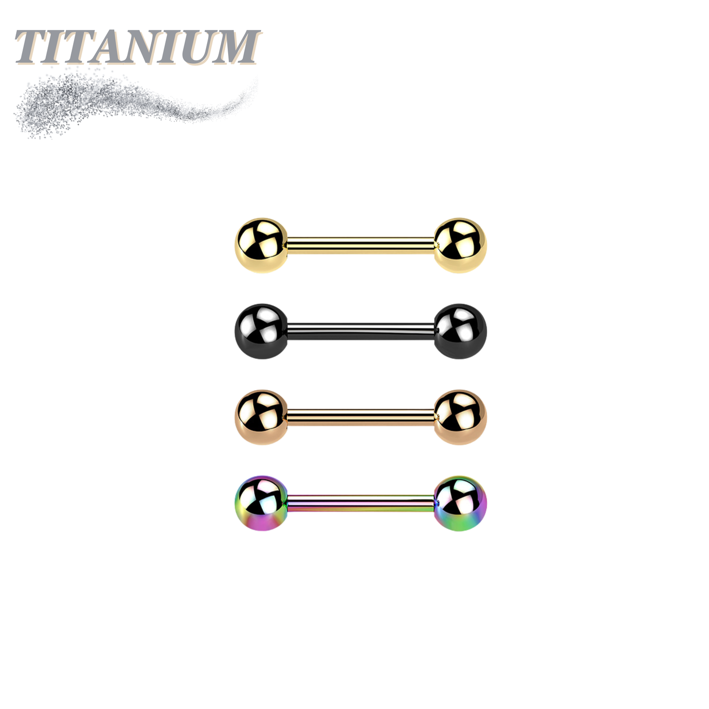 Titanium Externally Threaded Straight Barbells - Coloured