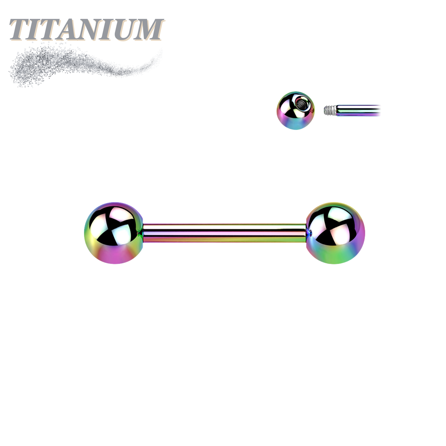 Titanium Externally Threaded Straight Barbells - Coloured