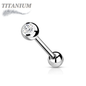 Titanium Externally Threaded Barbell w/ One Bezel Gem and One Fixed Ball