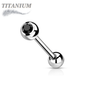 Titanium Externally Threaded Barbell w/ One Bezel Gem and One Fixed Ball