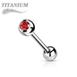 Titanium Externally Threaded Barbell w/ One Bezel Gem and One Fixed Ball