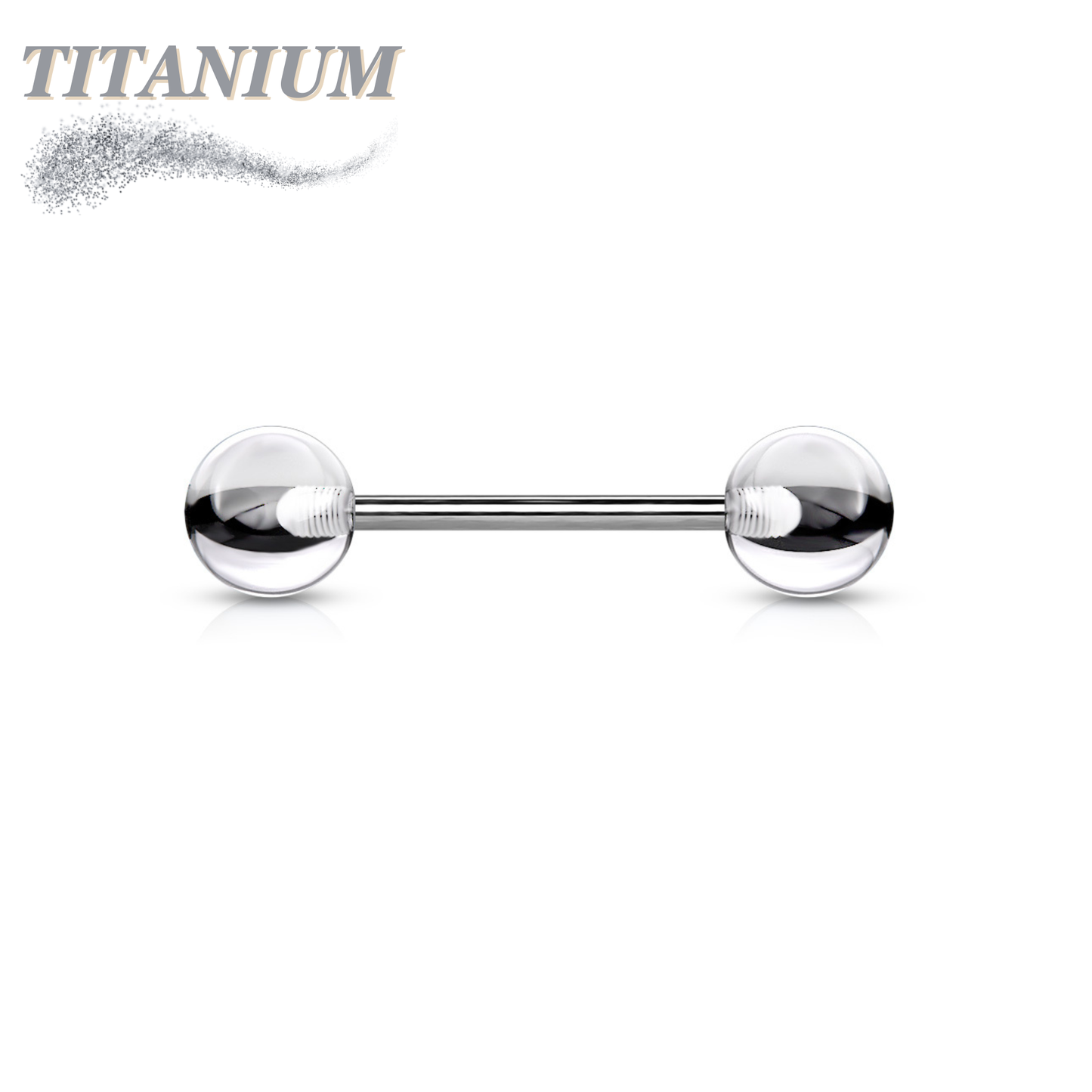 Titanium Externally Threaded Barbell with Acrylic Balls