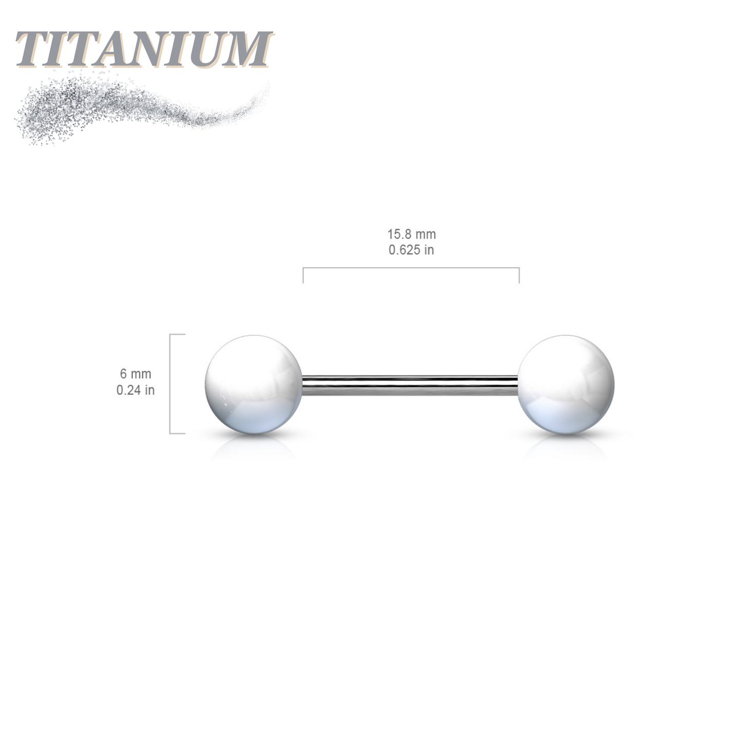 Titanium Externally Threaded Barbell with Acrylic Balls