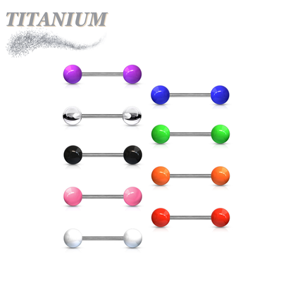 Titanium Externally Threaded Barbell with Acrylic Balls