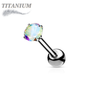 Titanium Externally Threaded Straight Cartilage Barbell with Prong Set CZ