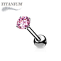 Titanium Externally Threaded Straight Cartilage Barbell with Prong Set CZ