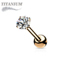 Titanium Externally Threaded Straight Cartilage Barbell with Prong Set CZ