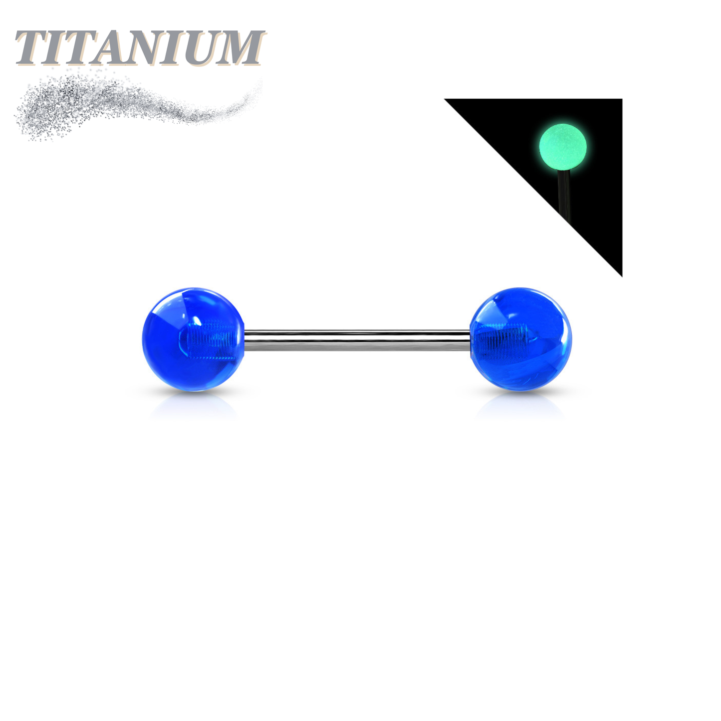 Titanium Externally Threaded Glow in the Dark Barbell