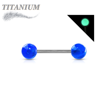 Titanium Externally Threaded Glow in the Dark Barbell