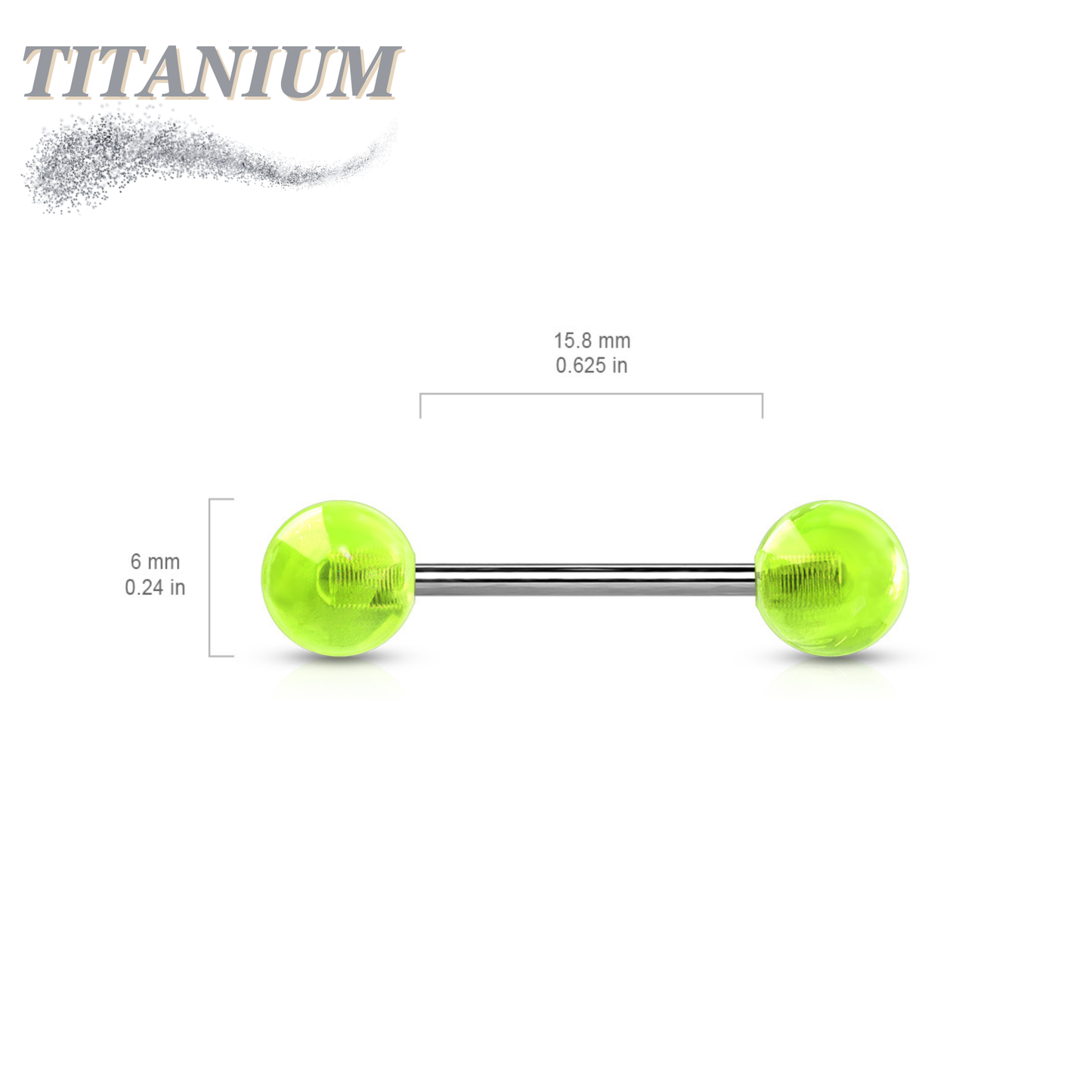 Titanium Externally Threaded Glow in the Dark Barbell