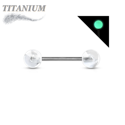 Titanium Externally Threaded Glow in the Dark Barbell