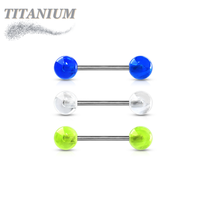 Titanium Externally Threaded Glow in the Dark Barbell
