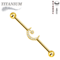 Titanium Externally Threaded Industrial Barbell w/ CZ Moon with Star