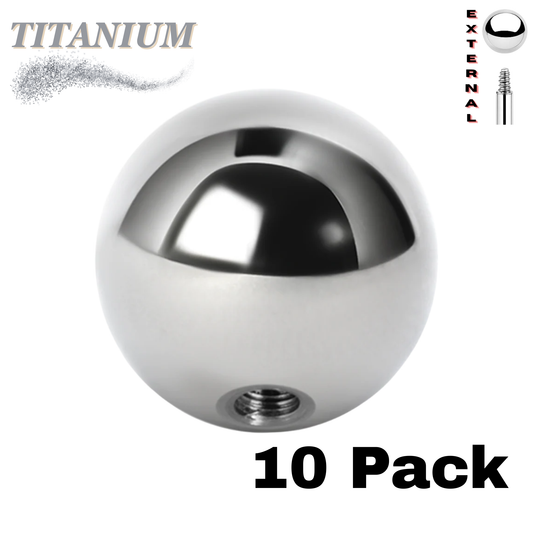 Titanium Externally Threaded Solid Ball Ends (Top Only) - 10 Pack