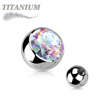 Titanium Externally Threaded Press Fit Gem Ball Ends (Top Only)