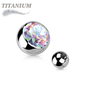 Titanium Externally Threaded Press Fit Gem Ball Ends (Top Only)
