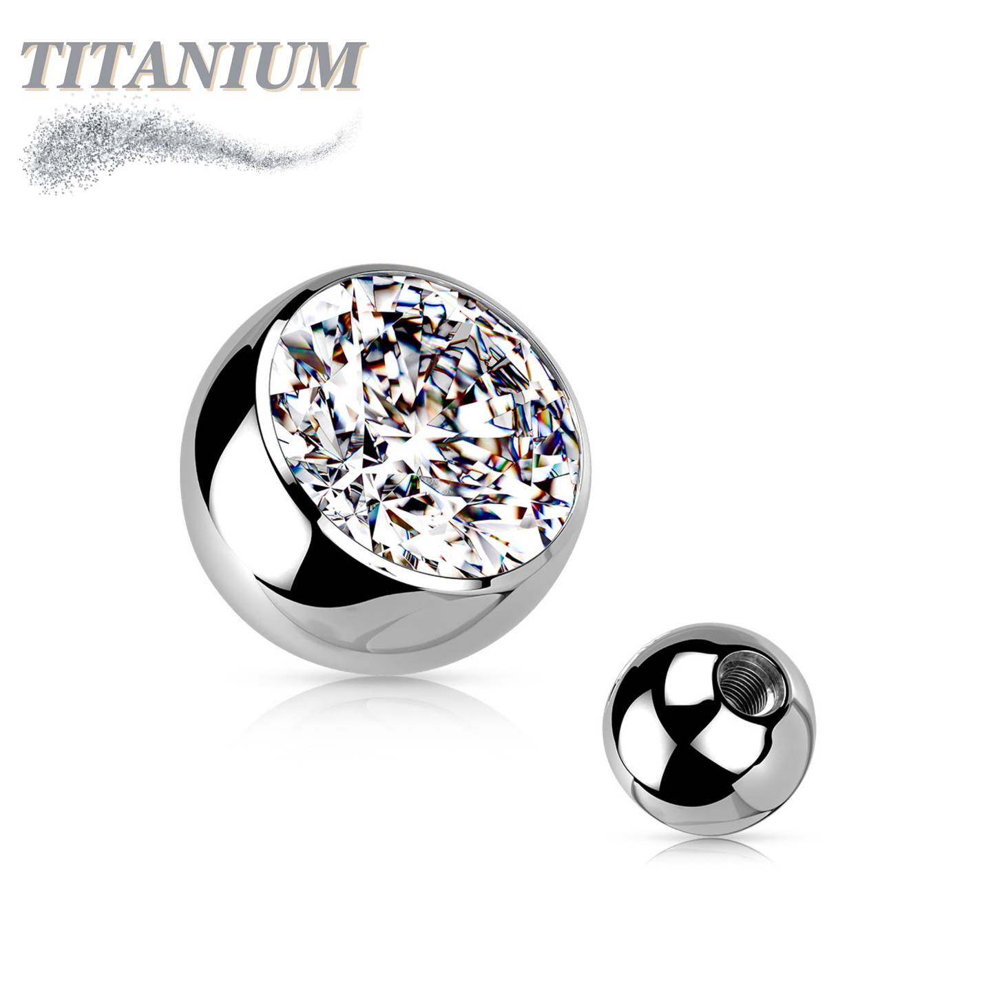 Titanium Externally Threaded Press Fit Gem Ball Ends (Top Only)