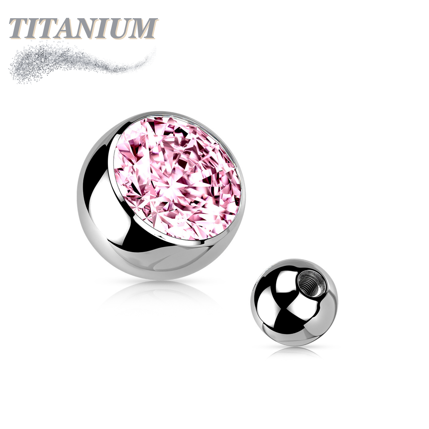 Titanium Externally Threaded Press Fit Gem Ball Ends (Top Only)
