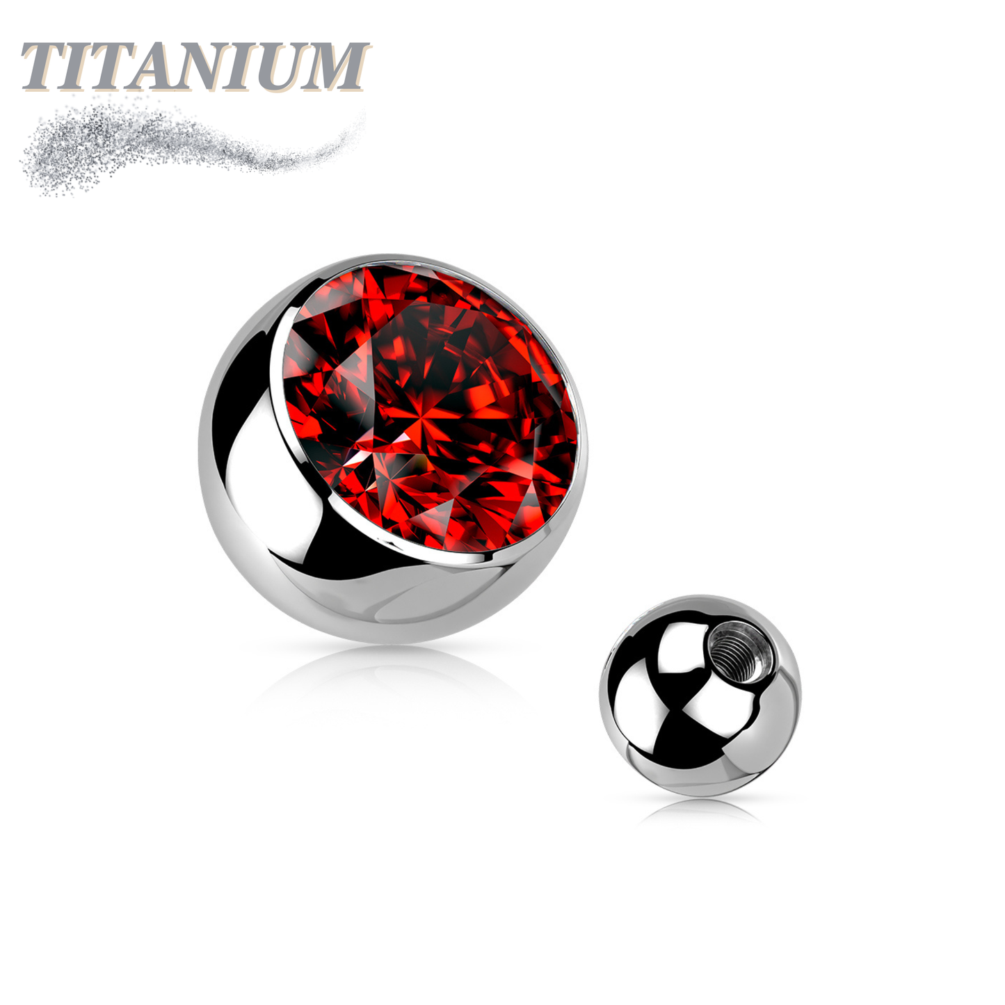 Titanium Externally Threaded Press Fit Gem Ball Ends (Top Only)