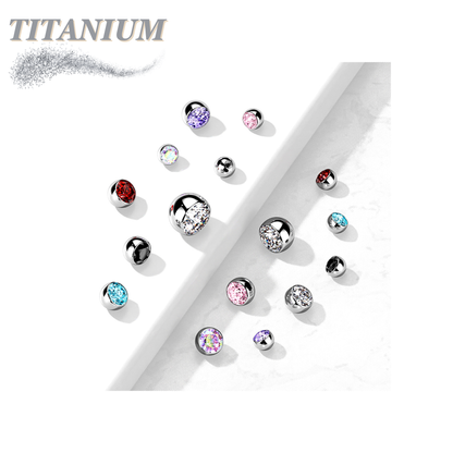 Titanium Externally Threaded Press Fit Gem Ball Ends (Top Only)