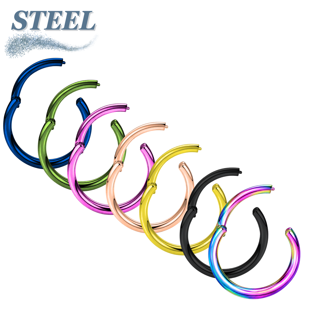 Surgical Steel Hinged Rings  20G & 18G - Coloured