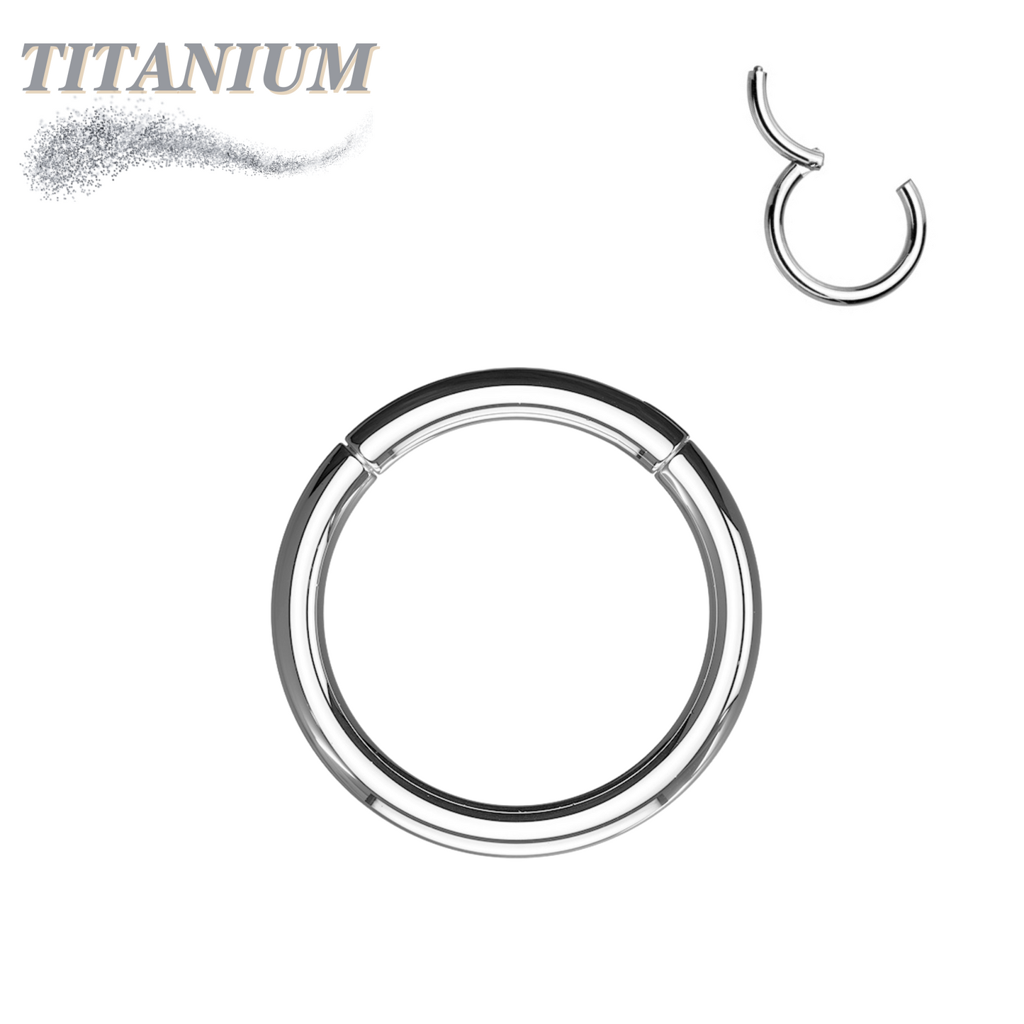 Titanium Hinged Rings 20G - 10G - Silver Only
