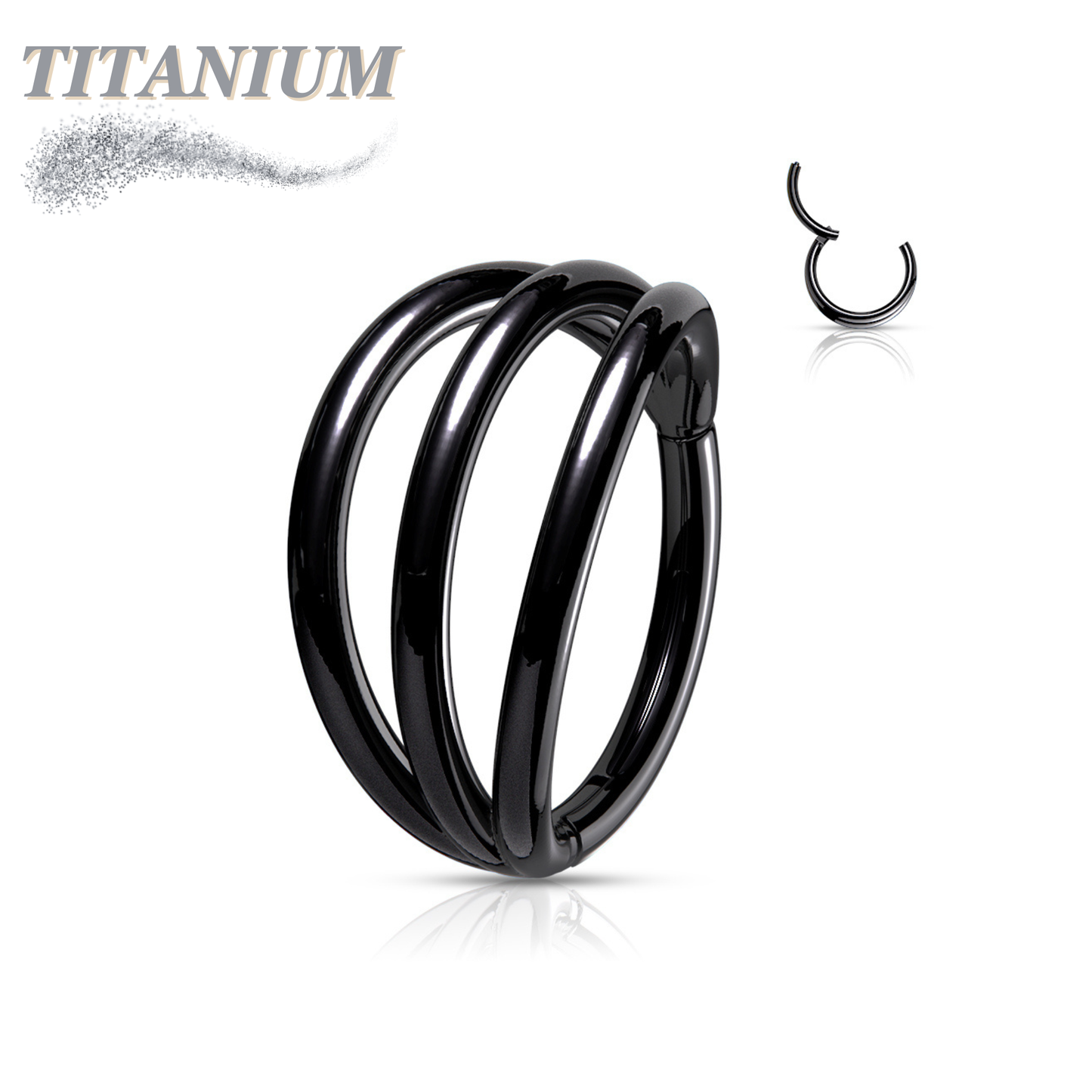 Titanium Hinged Hoop Triple Separated Outer Rings