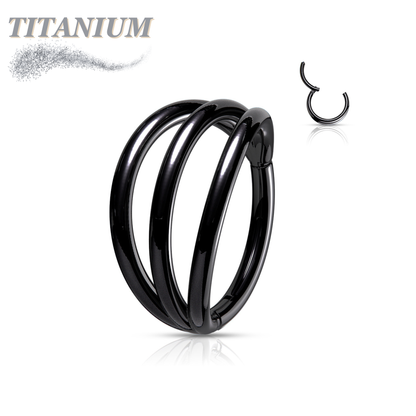 Titanium Hinged Hoop Triple Separated Outer Rings