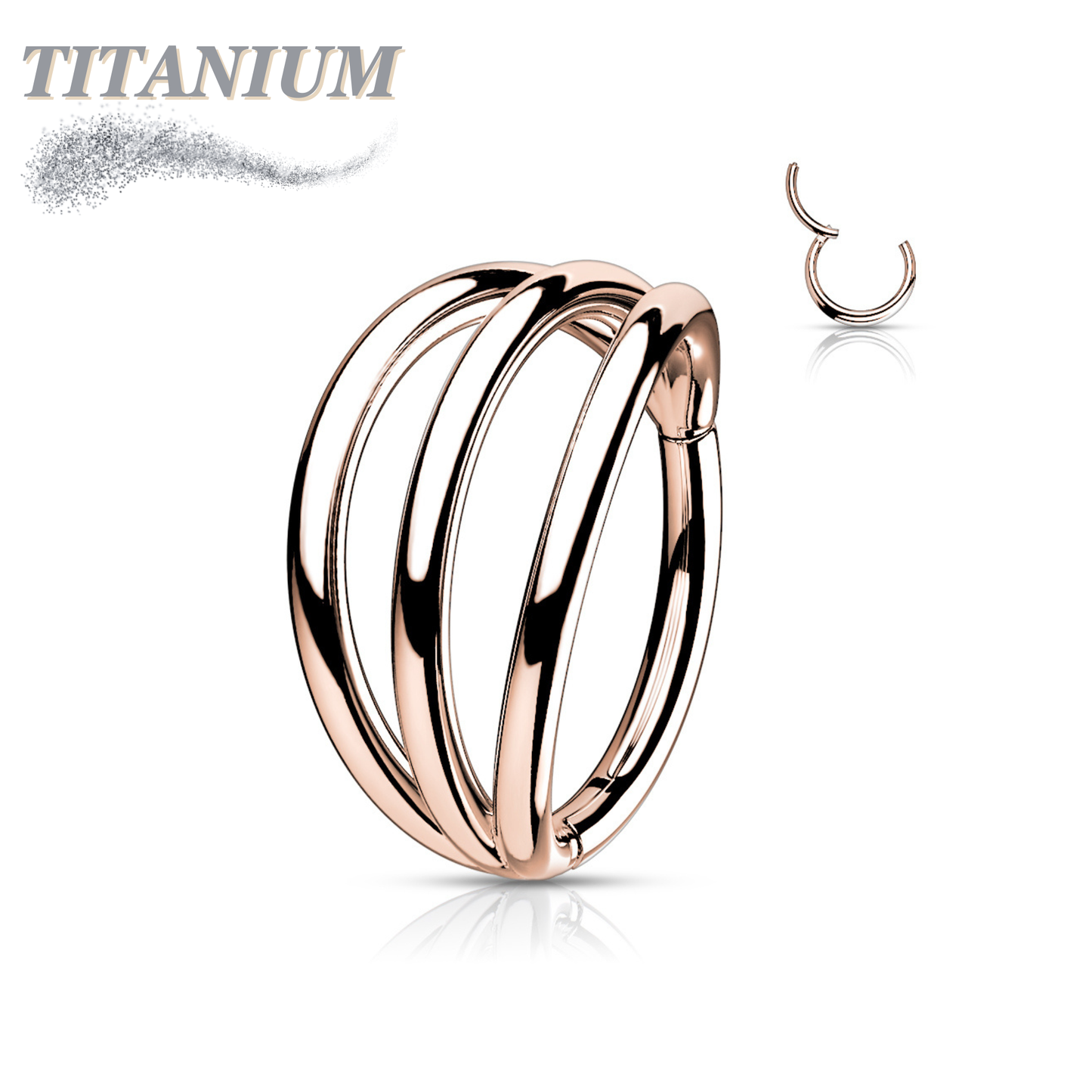 Titanium Hinged Hoop Triple Separated Outer Rings