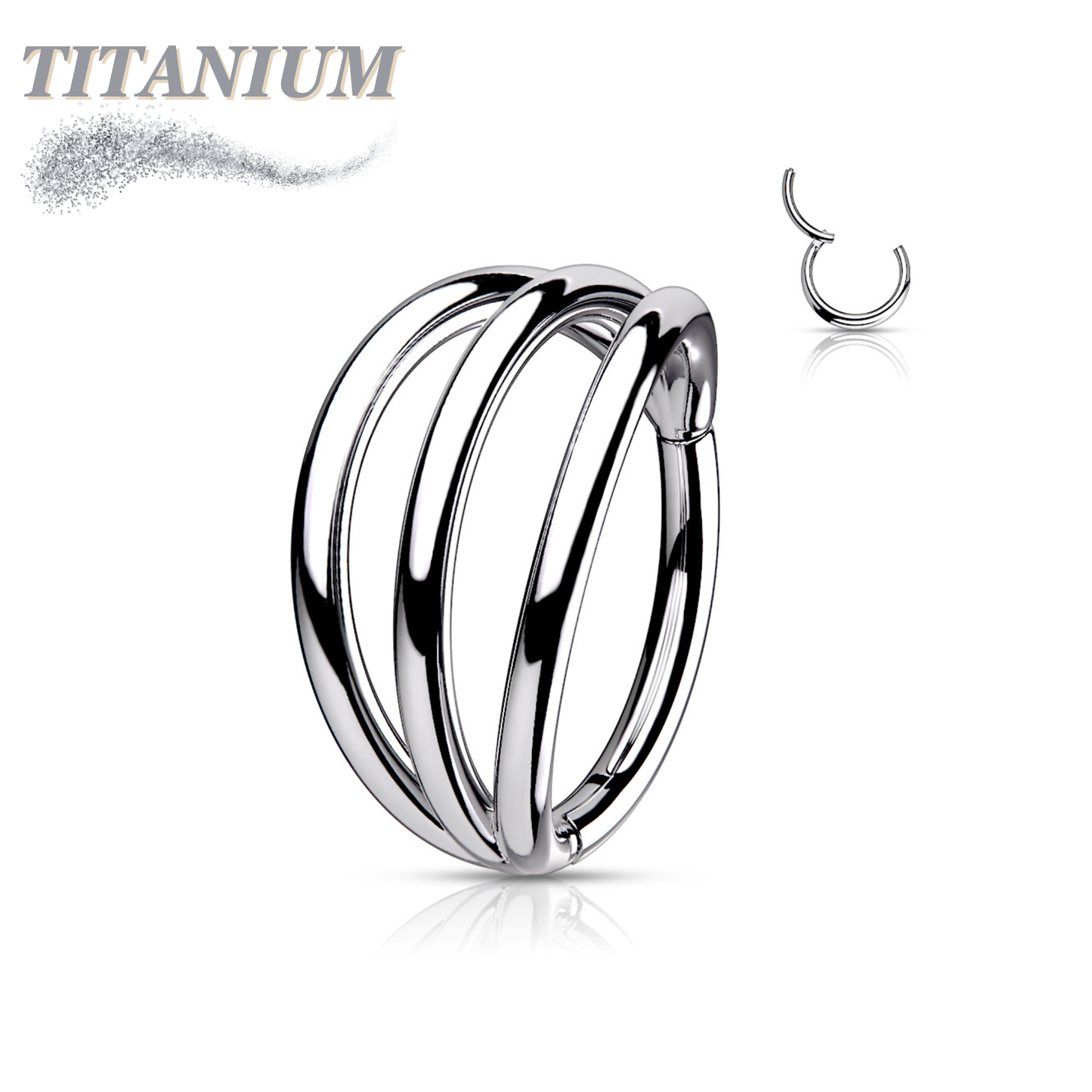 Titanium Hinged Hoop Triple Separated Outer Rings
