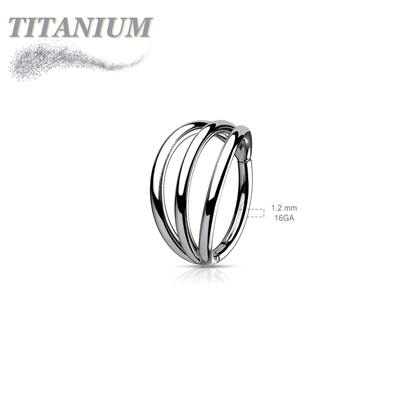 Titanium Hinged Hoop Triple Separated Outer Rings