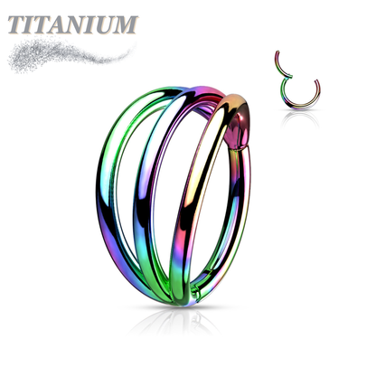 Titanium Hinged Hoop Triple Separated Outer Rings