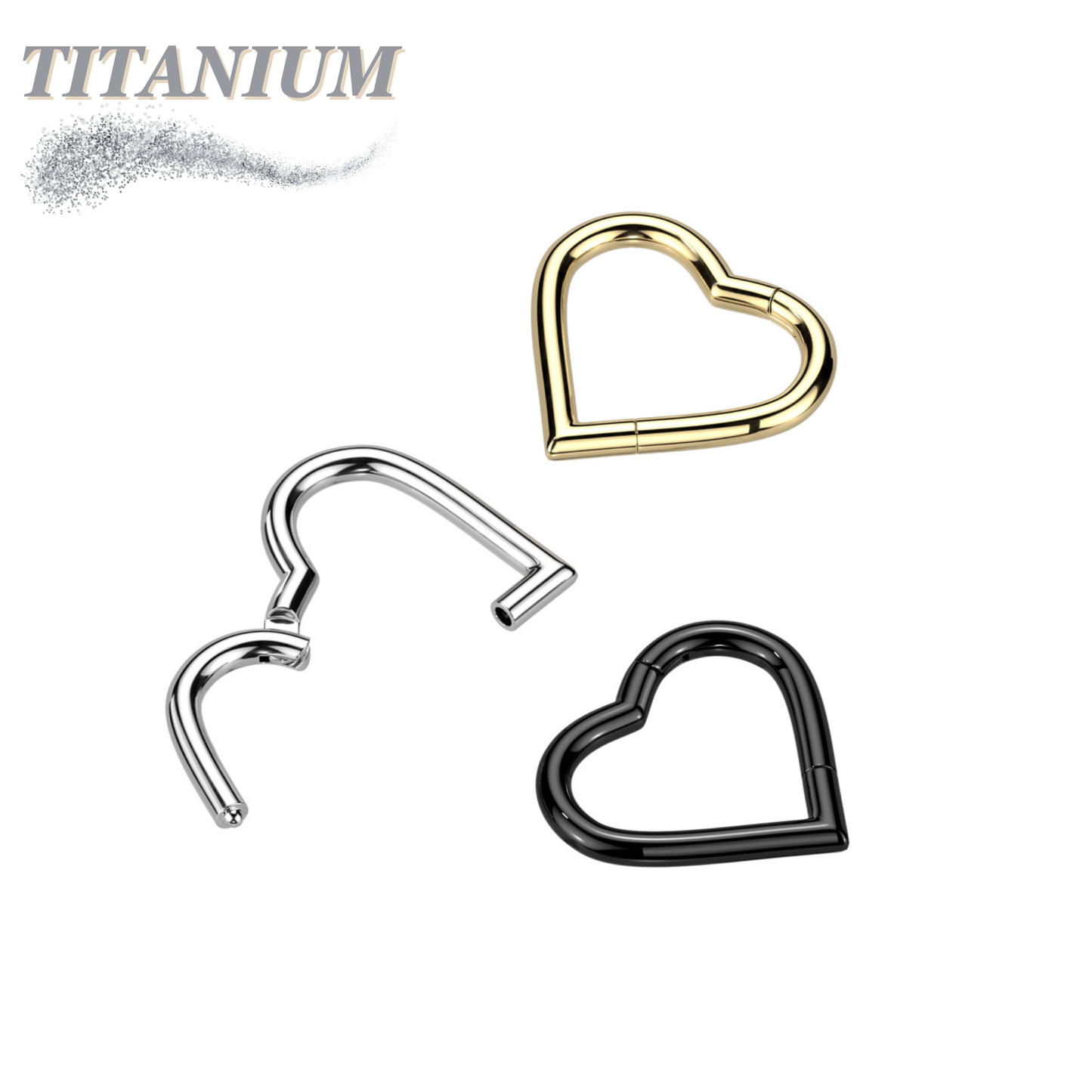 Titanium Hinged Heart Rings