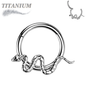 Titanium Hinged Hoop with Snake