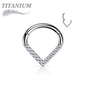 Titanium Hinged Chevron w/ Front Facing Gems or Pearls
