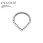 Titanium Hinged Chevron w/ Front Facing Gems or Pearls