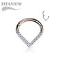 Titanium Hinged Chevron w/ Front Facing Gems or Pearls