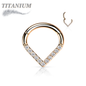 Titanium Hinged Chevron w/ Front Facing Gems or Pearls