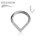 Titanium Hinged Chevron w/ Front Facing Gems or Pearls
